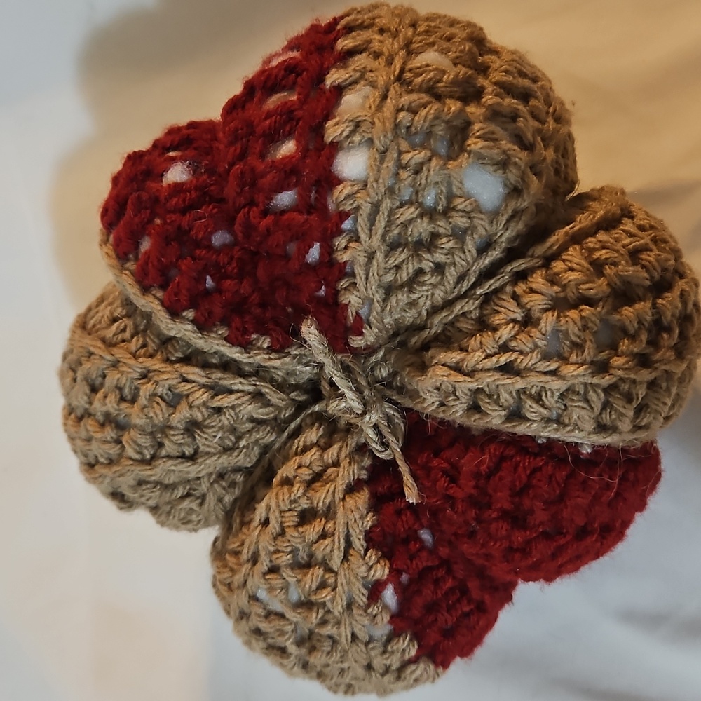 Handmade Crochet Pumpkin Crochet Rustic Fall Decor with Jute Stem and Green leaf - Picture 10 of 17